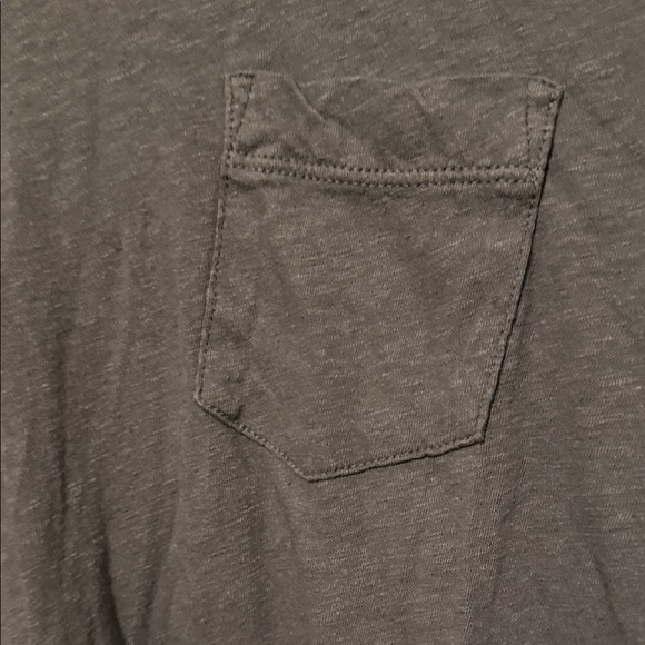 Standard James Perse Dark Gray Linen Long Sleeve Pocket Tee - Picture 5 of 9